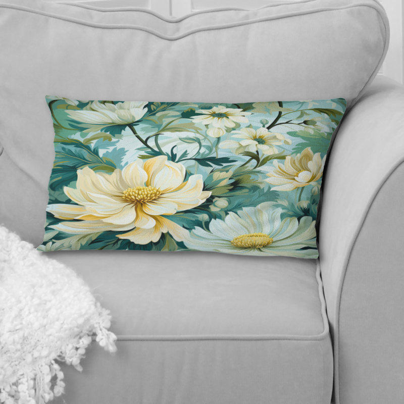 Motif botanique de verdure impressionniste - coussin à imprimé floral