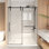 Porte de douche coulissante sans cadre H 56 à 60 po x 76 po, verre trempé transparent de 5/16 po (8 mm), structure en acier inoxydable