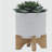 5" CHEVRON PLANTER W/ STAND, WHITE