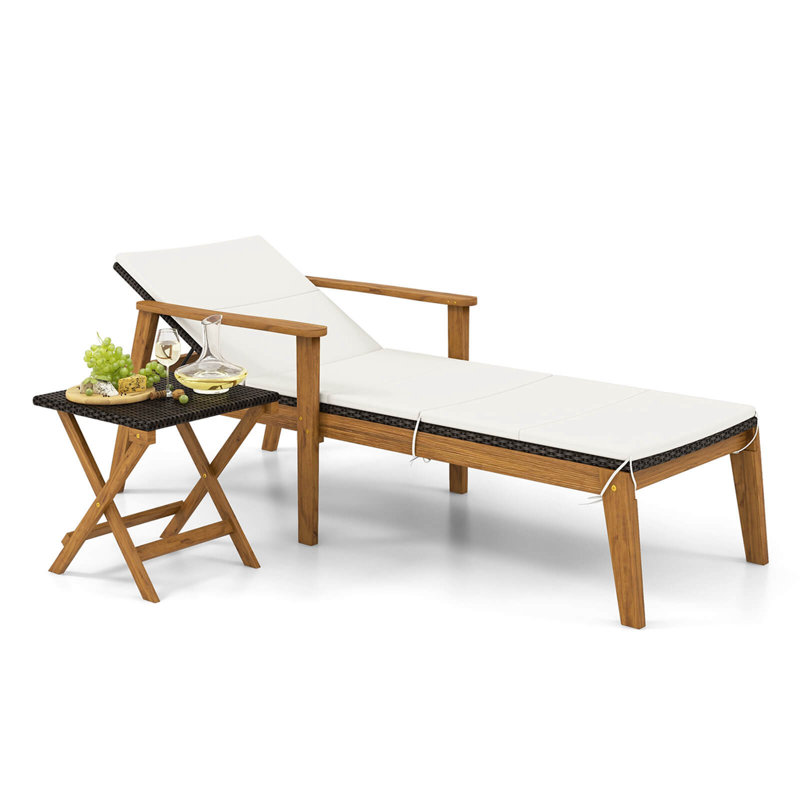George Oliver 2 Pcs Outdoor Chaise Lounge Chair Set With Armrests & 4-level Backrest For Poolside