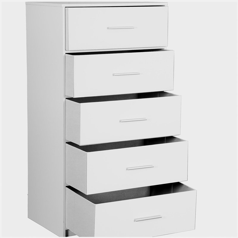 5-Drawer Dresser with Large Fabric Drawers, White