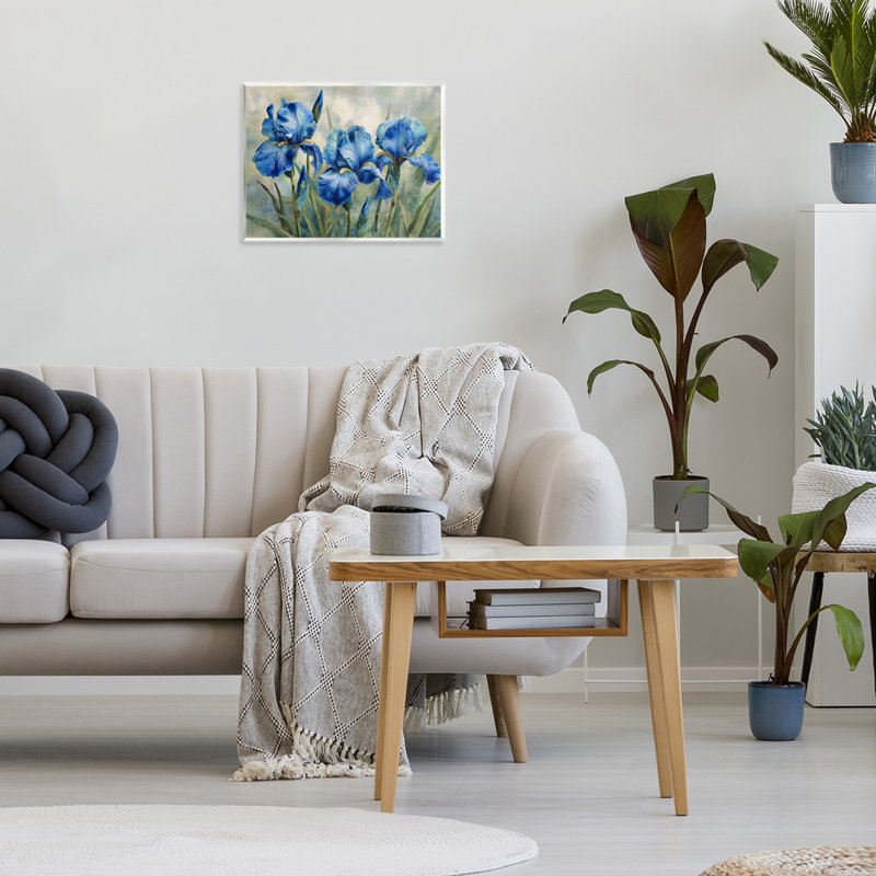 Drawn Blue Iris Flowers Wall Plaque, design by Franklyn Gregory