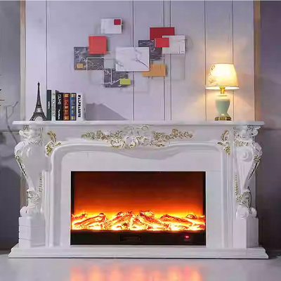 American Carved Electric Fireplace TV Stand
