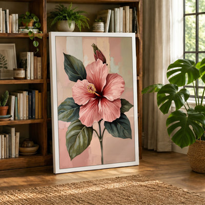 Pink Hibiscus Botanical - Wrapped Canvas