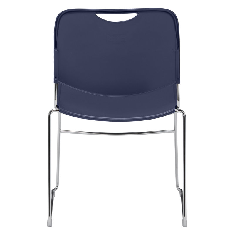 Navy Blue Armless Metal Stacking Chair