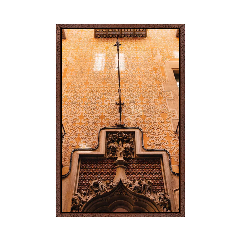 Barcelona Architecture by Bethany Young - Print on Canvas, 66.04cm H x 45.72cm W x 3.81cm D, Classic Brown Wood Framed