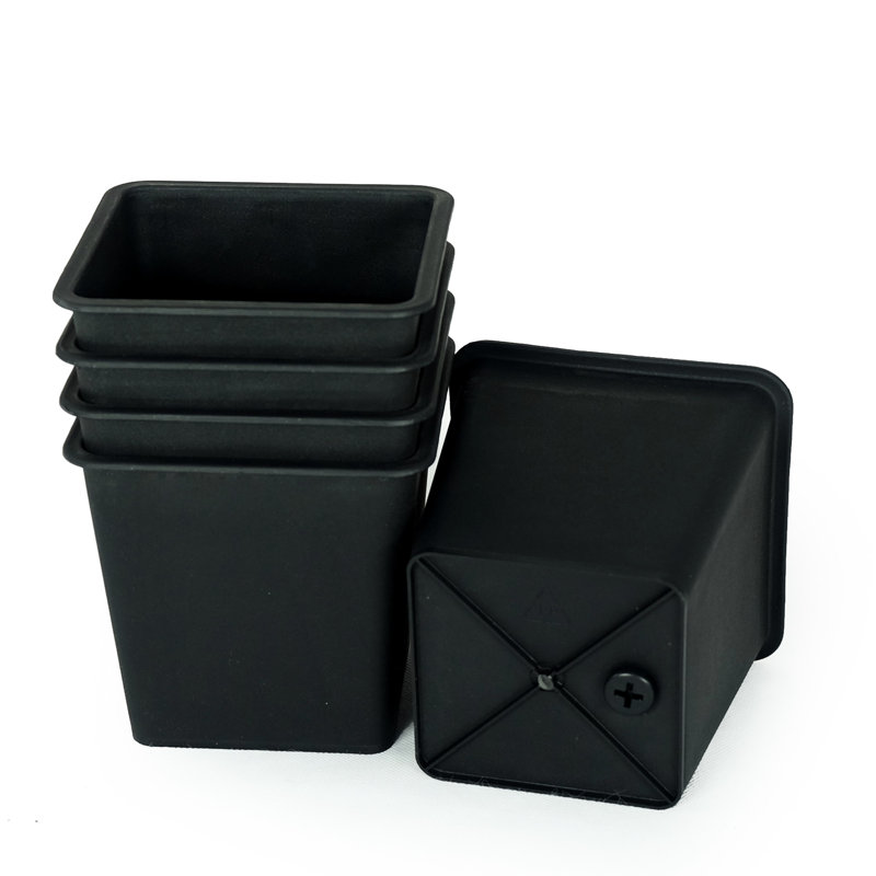 Pot de jardin carré 5 po - Plastique polypropylène avec drainage