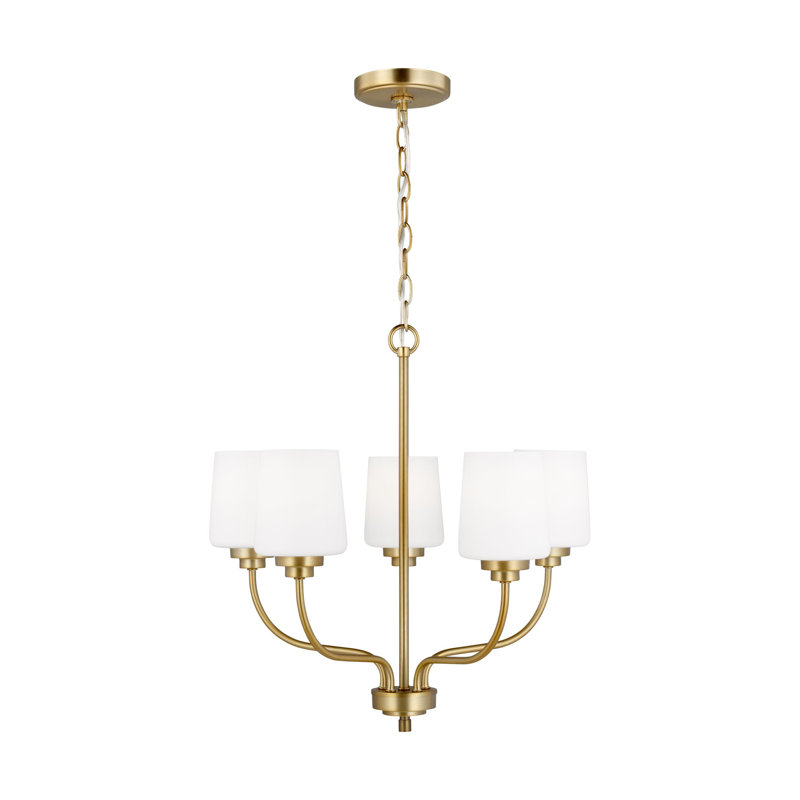 Lustre classique / traditionnel à 5 lumières Windom, Laiton satiné, Non