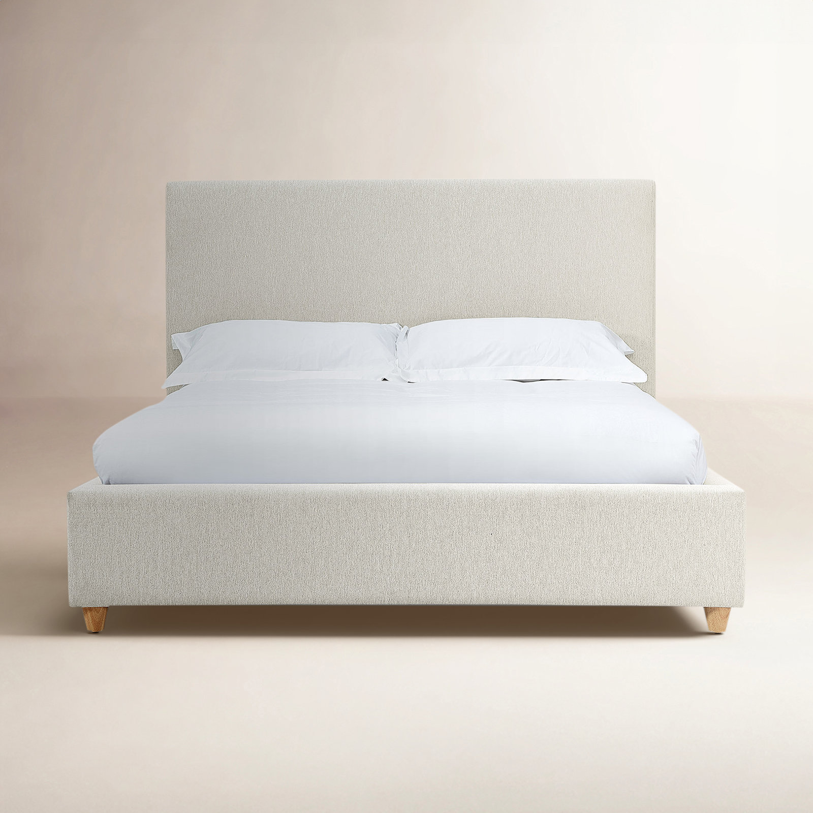 Linen Upholstered Bed, Ivory Boucle, King