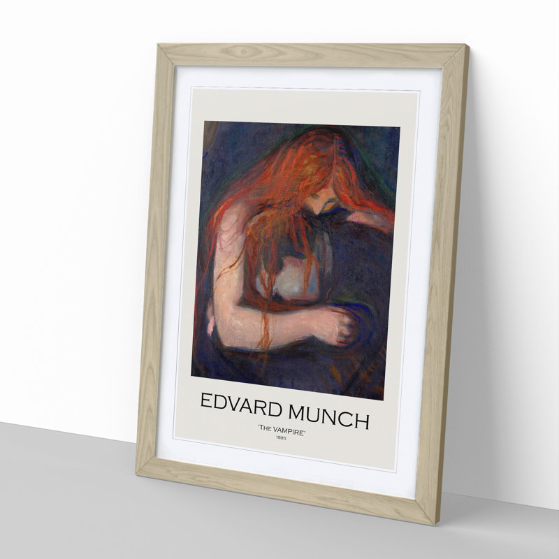 The Vampire Vol.1 by Edvard Munch - Picture Frame Painting, 48cm H x 36cm W x 2cm D, Oak Framed