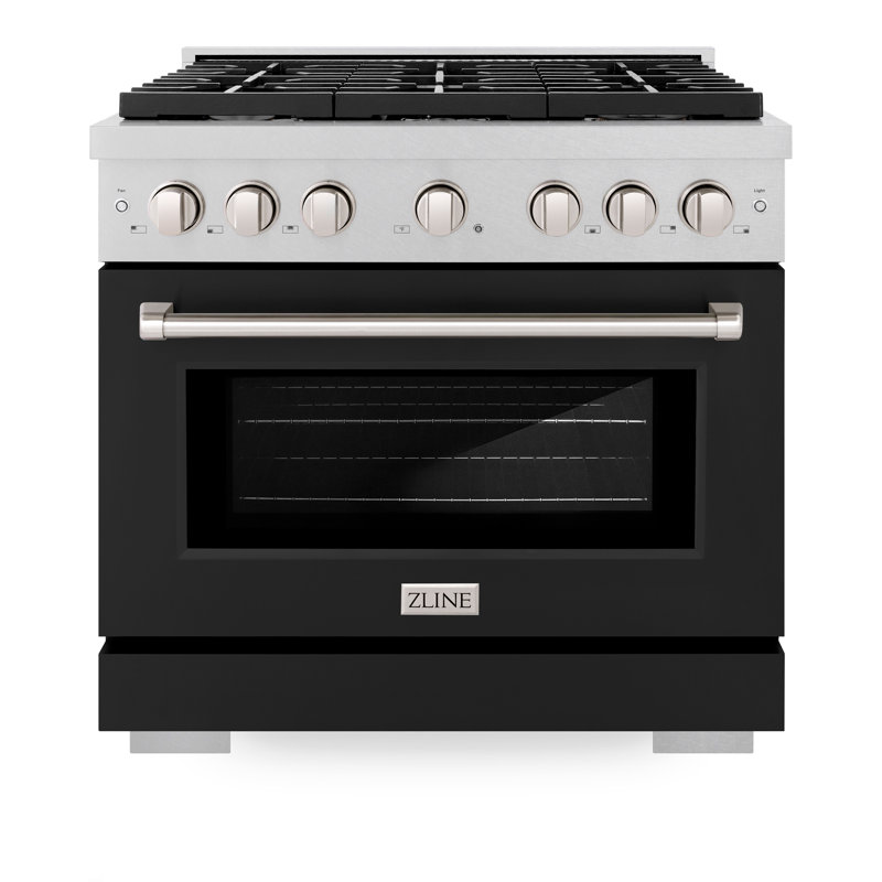 ZLINE 36 in. 6 Burner Gas Range in DuraSnow®, Black