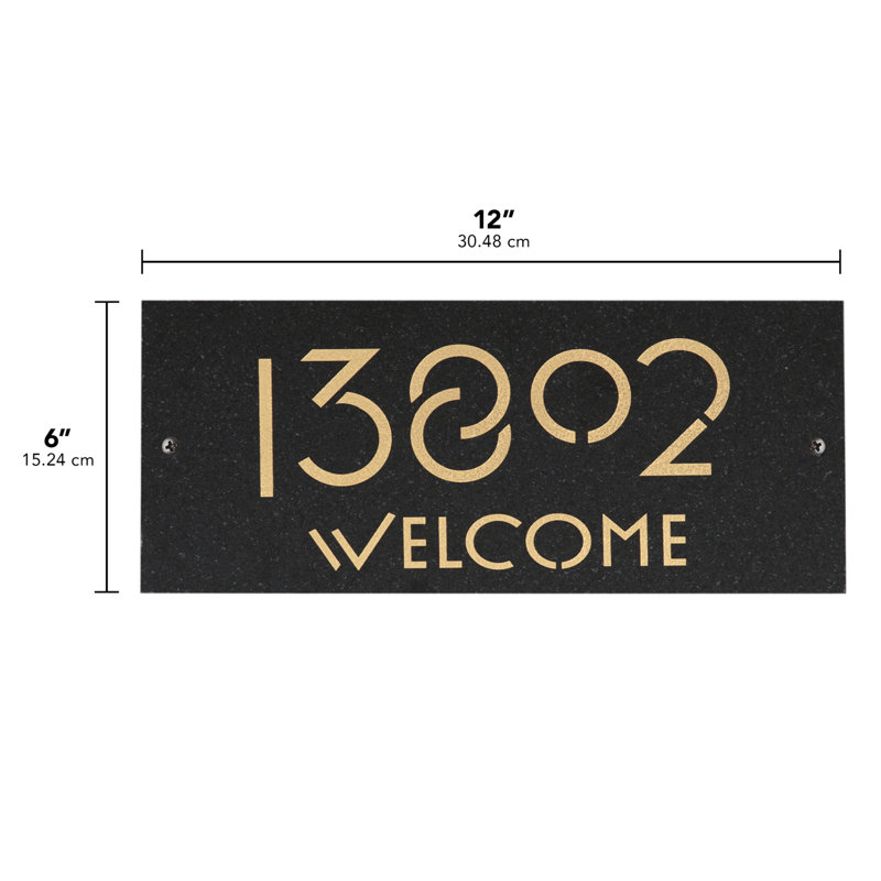 Frank Frank Wright, plaque de bienvenue en granite d'exposition, 12 po x 6 po, 1 ligne murale, Or