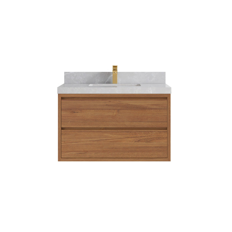 Meuble-lavabo simple 36 po avec dessus en quartz Kheli
