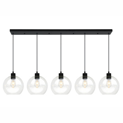 Luminaire suspendu linéaire noir mat 5 lumières