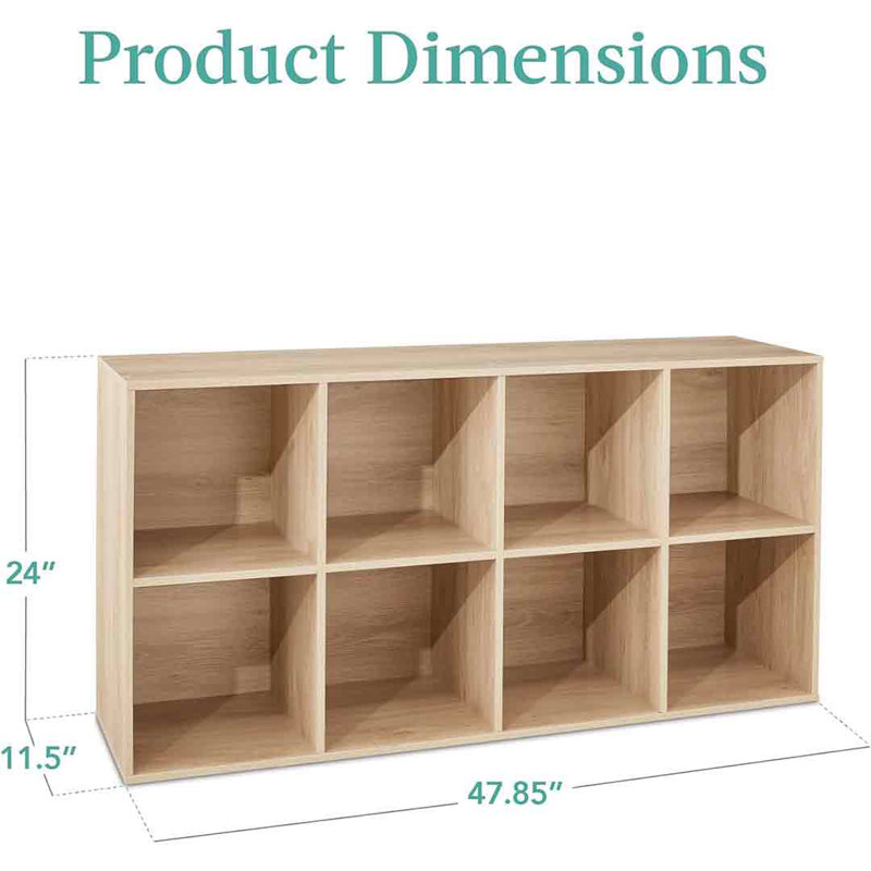 Bookshelf, 11in Display Storage System, Organizer w/ Removable Back Panels, (8 Shelves) 24"H x 47.85"W x 11.5"D, Green