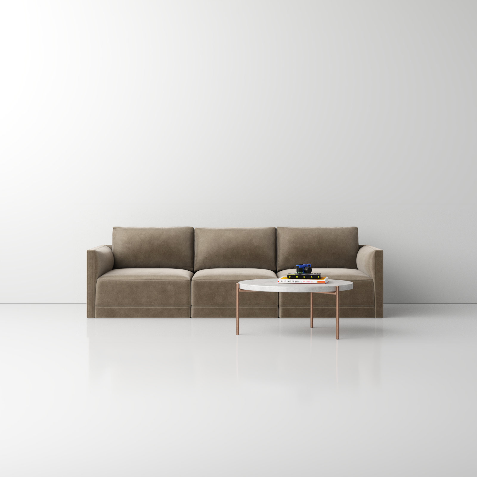 Deirdre 104.5'' Upholstered Sofa, Taupe Velvet