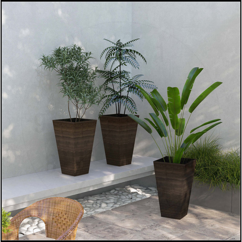 Ensemble de 3 grandes jardinières coniques avec trous de drainage et bouchon