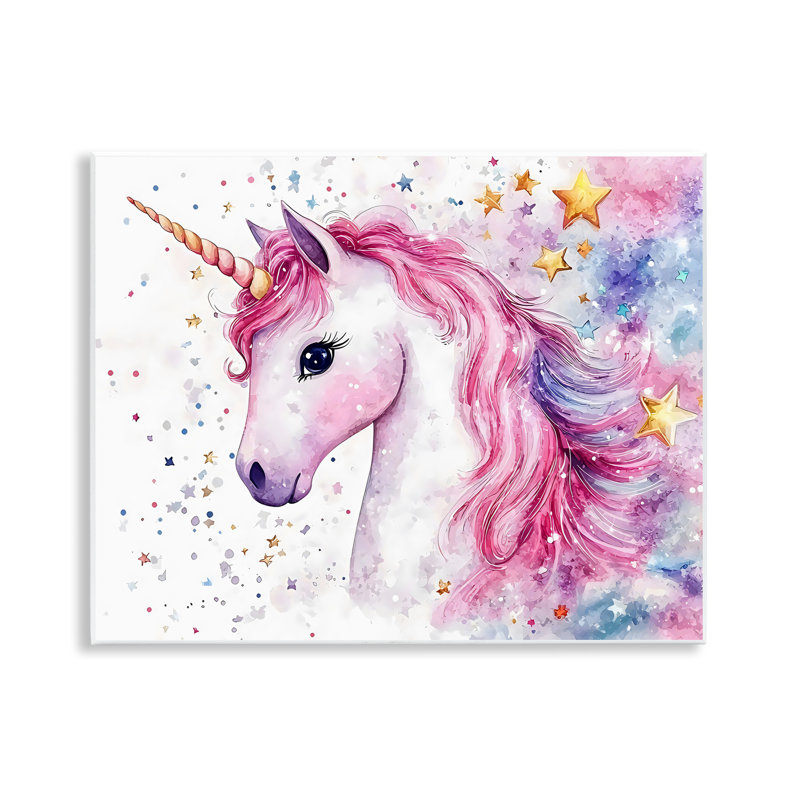 Plaque murale licorne rose avec étoiles, design Creative Studio