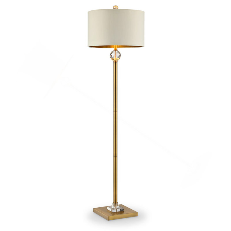 63.25-Inch Perspicio Solid Crystal Orb Gold Column Floor Lamp