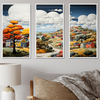 De Stijl Style County Side I - ensemble d'art sur toile campagne