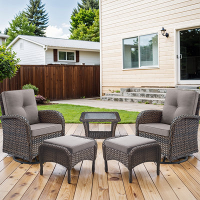 Rohana Wicker 2 - Person Patio Conversation Set with Cushions