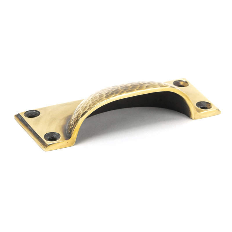Hammered Art Deco 8.4 cm centre Cup Handle, Aged Brass