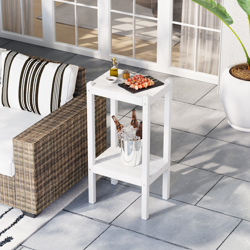 Laguna 18.45" W UV Resistant HDPE Side Table , White