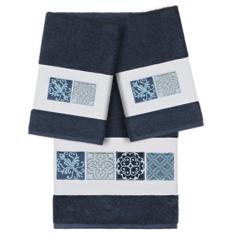 Ensemble de serviettes 100% coton 100% Vivian, Bleu minuit