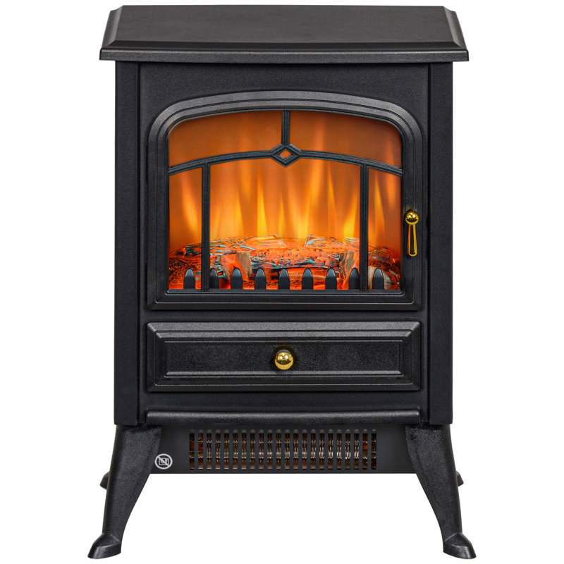 Foyer électrique 21 po, poêle autoportant avec flammes et bûches à DEL réalistes et protection contre la surchauffe, 750 W / 1500 W
