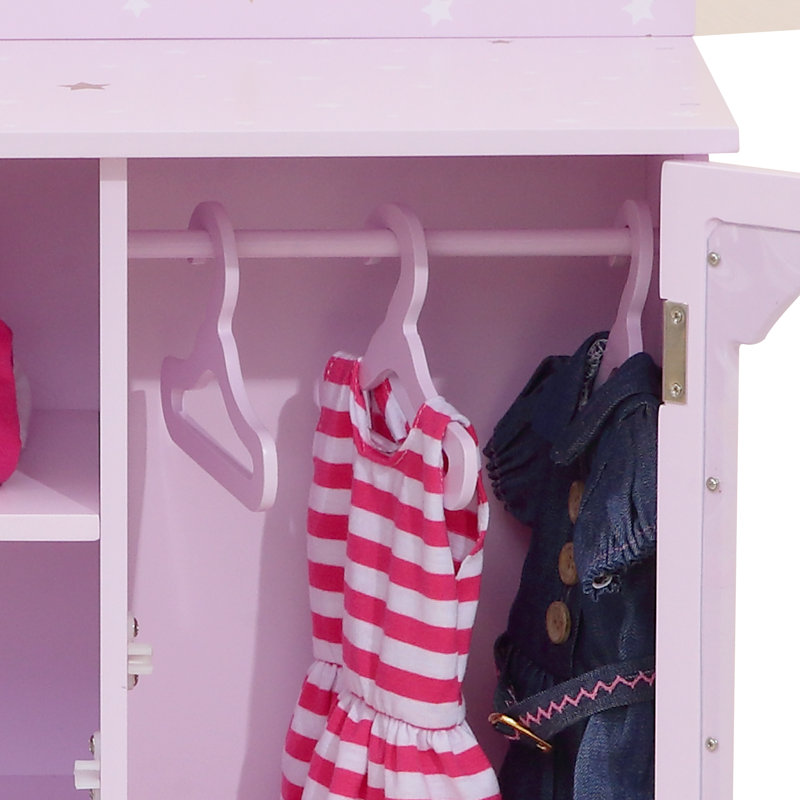 Teamson Kids Twinkle Stars Princess Fancy Closet with Hangers for 18" Dolls, Pink