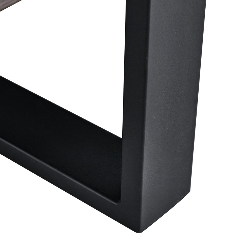 Table basse grise avec sections en métal noir - Design simple pour différents endroits