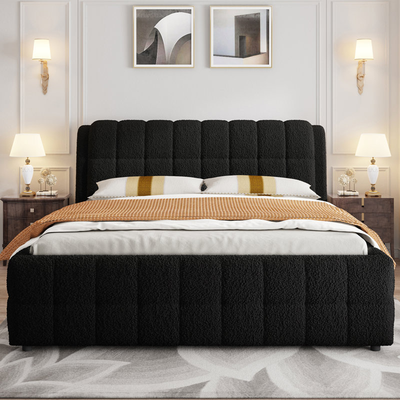 Upholstered Platform Bed, California King, Black