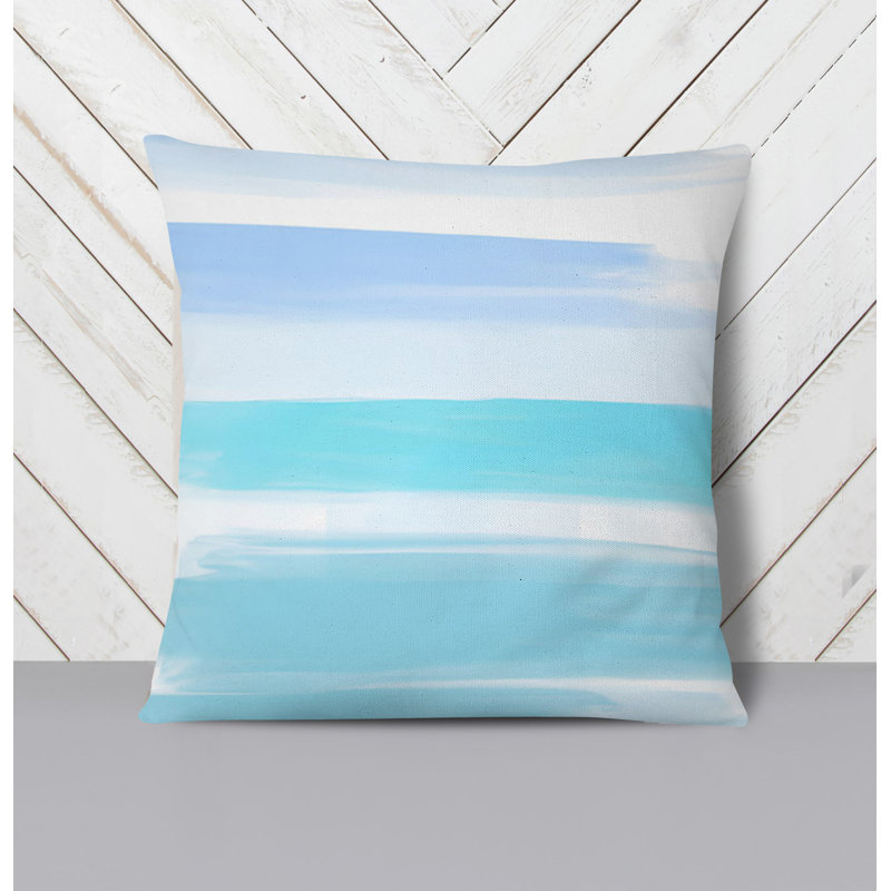 Throw Pillow With Insert, 20"H x 20"W, Blue/White Striped 3