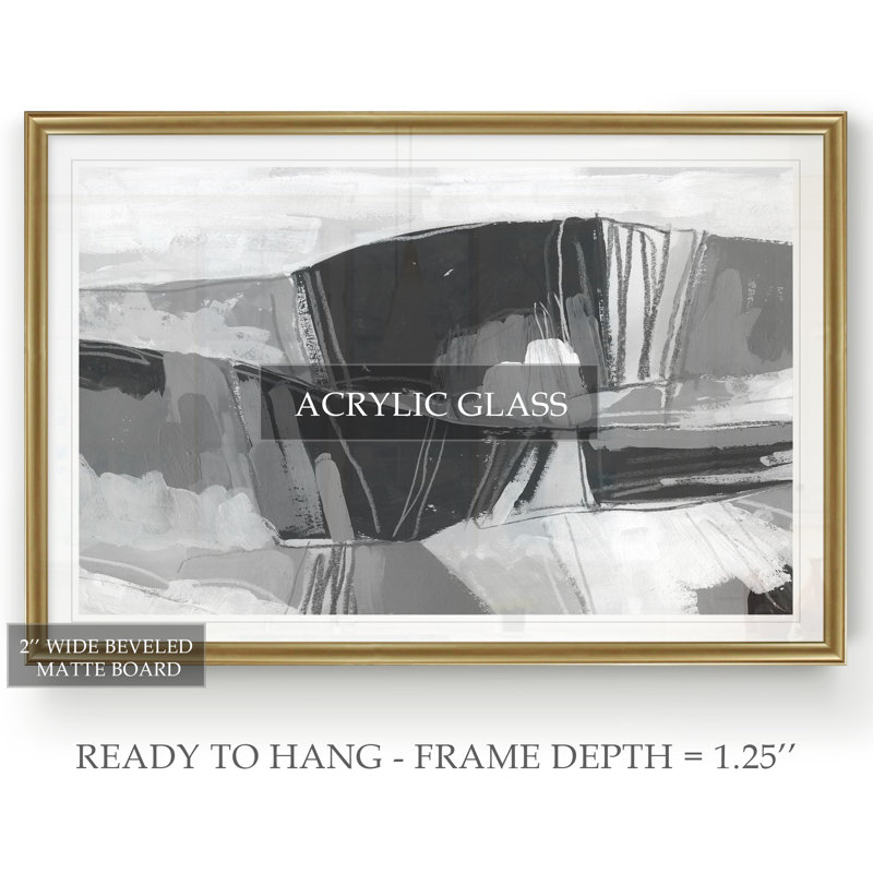 «Neutral Landscape Sketch I», reproduction sur toile, H 30,5 po x l 42,5 po x P 1,5 po, Encadrement doré