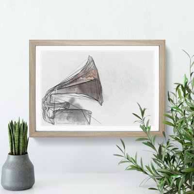 Vintage Gramophone in Abstract - Picture Frame Graphic Art Print