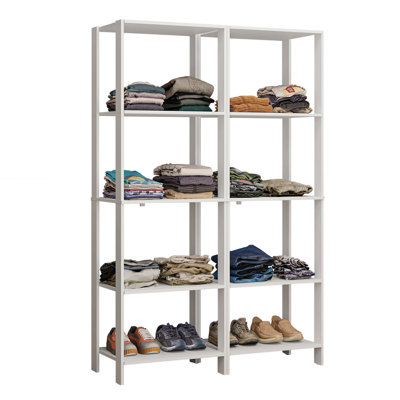  Armoire-penderie avec 10 tablettes ouvertes de 47 po pour l'organisation de la chambre à coucher - blanc