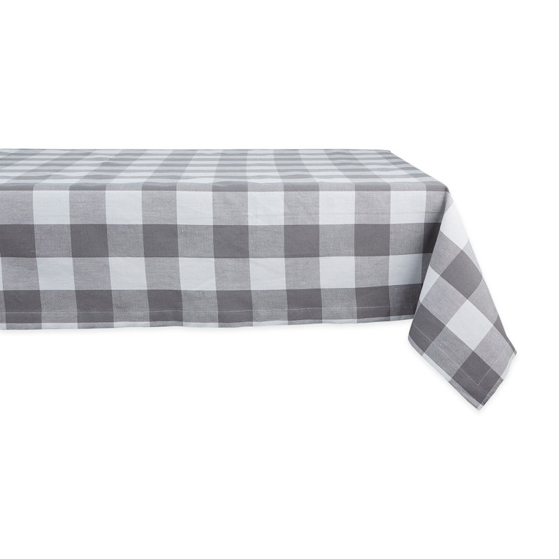 Wolsingham Gingham 100% Cotton Square Tablecloth, 104" L x 60" W, Gray