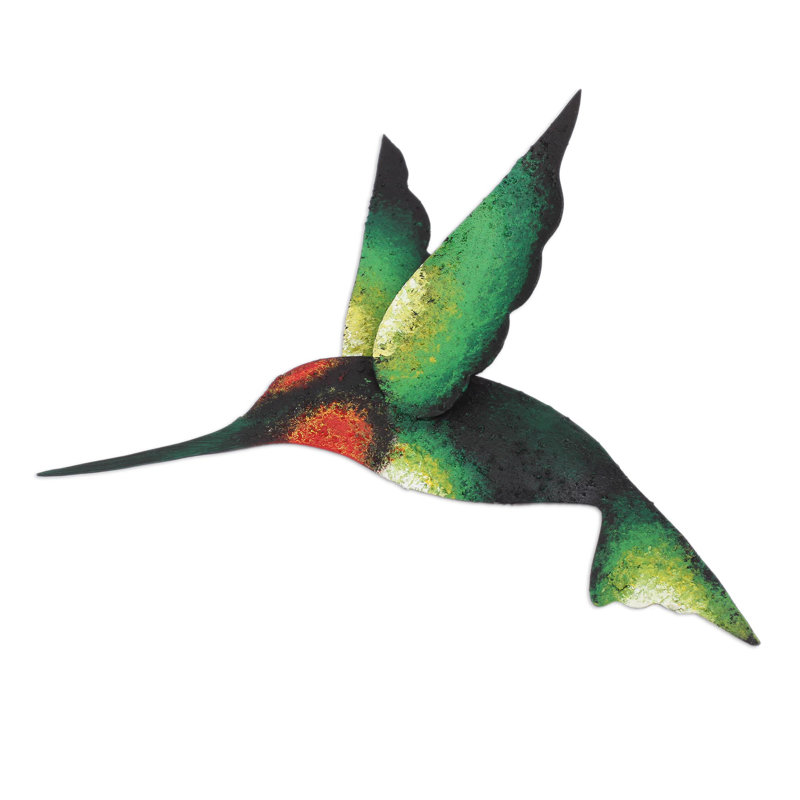 Décoration murale en acier délicieuse hummingbird sculpture, H 8,75 po x l 8,75 x P 2,4, Vert