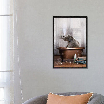 Elephant in the Tub 1 Piece Wrapped Canvas Wall Art