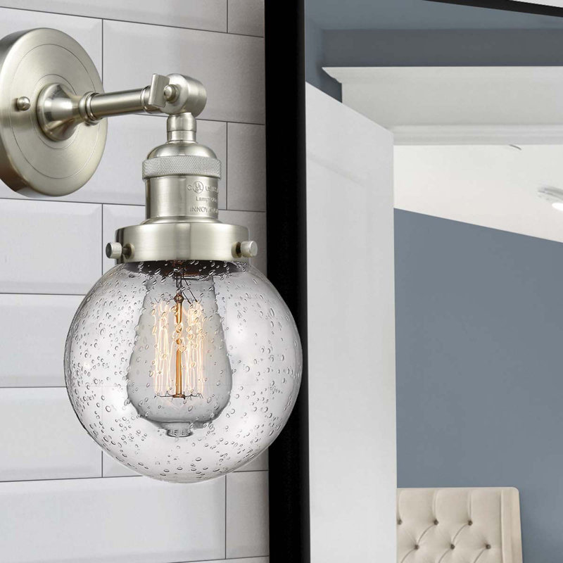 Clementina Dimmable Bath Sconce, 6 Watt Vinage LED Bulb, Seedy, Brushed Satin Nickel