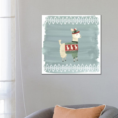 Winter Wonder Llama III by June Erica Vess - Wrapped Canvas Painting