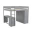 Lit mezzanine double gris avec placards et bureau à 2 tiroirs - Lit mezzanine pour enfants avec armoire et rangement-1790661406