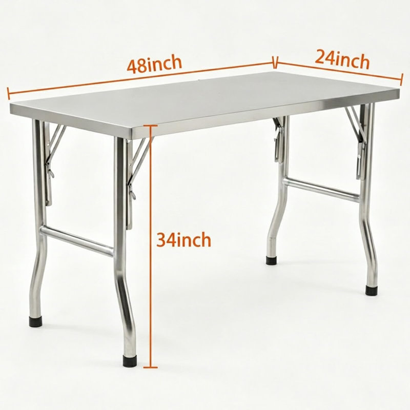 Table de préparation pliable en acier inoxydable 48 po