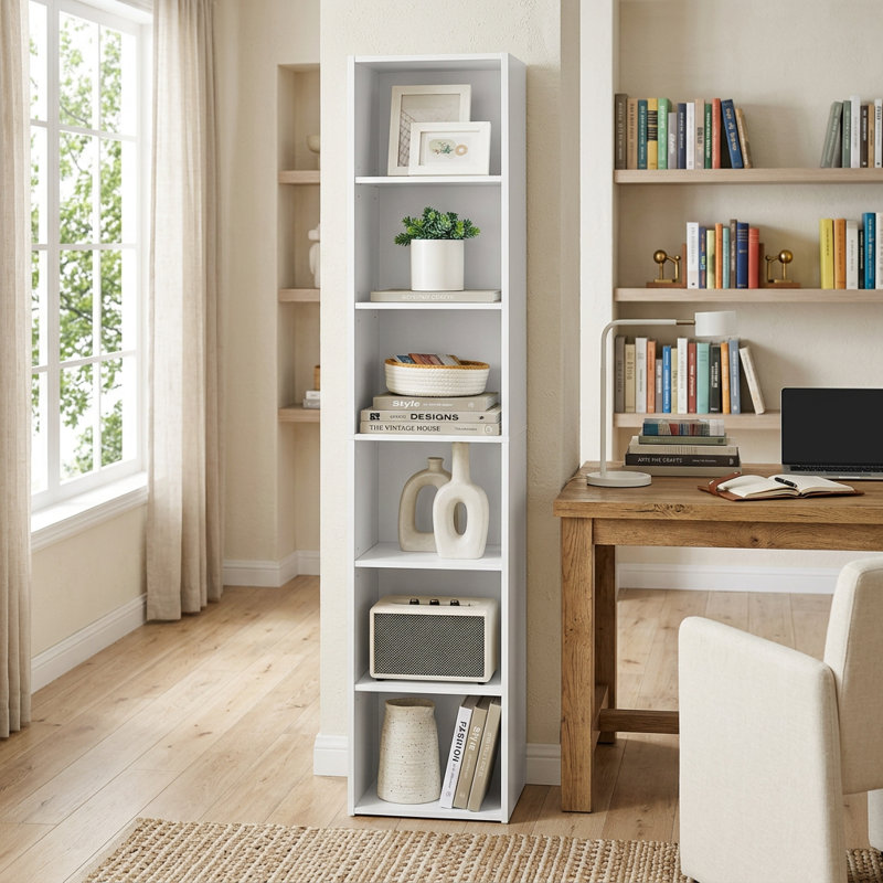 63" H 6-Tier Standard Bookcase, White