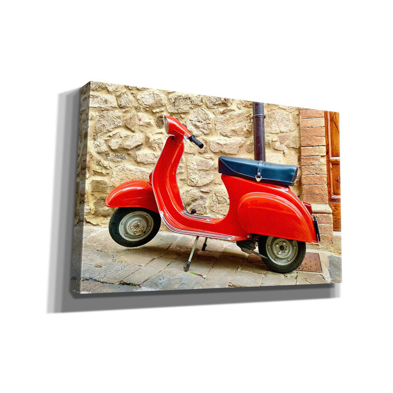 «Vespa Rossa» par IMB, art mural sur toile, H 26 po x l 40 po x P 1,5 po