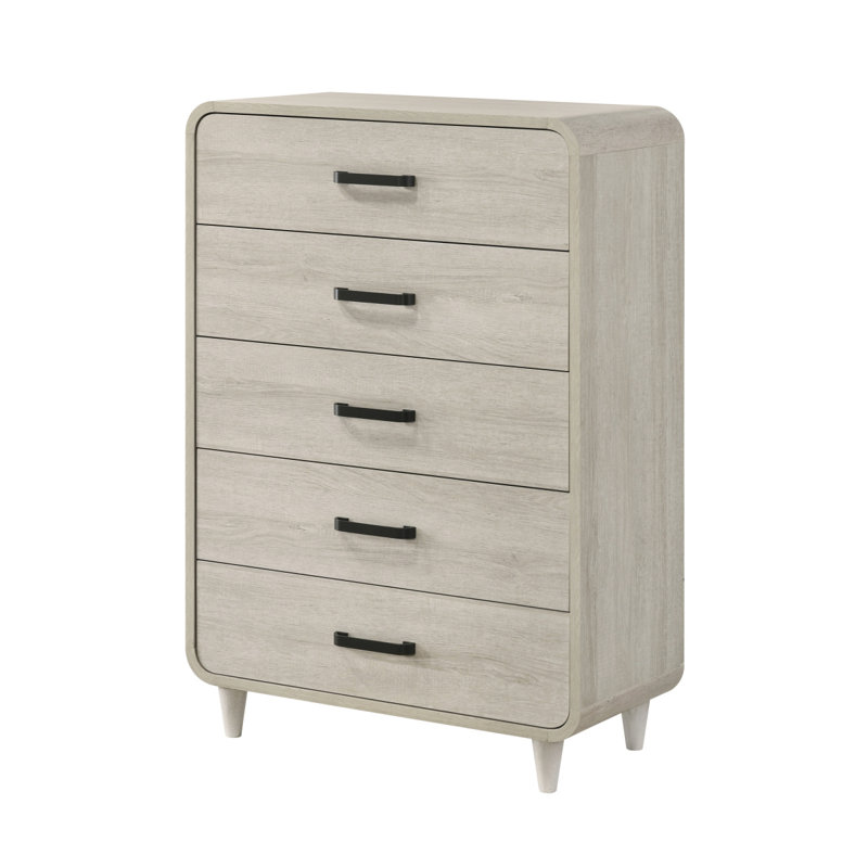Meuble de rangement en bois blanc antique antique 1 pièce avec 5 tiroirs