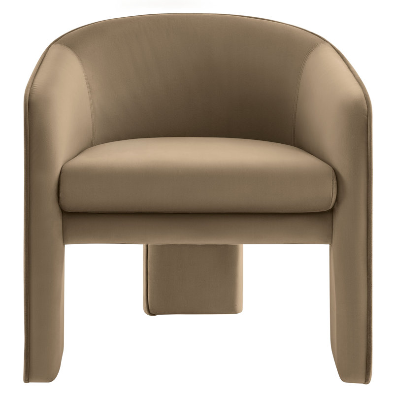 Greer Performance Velvet Upholstered Accent Armchair In Almond, Taupe Velvet