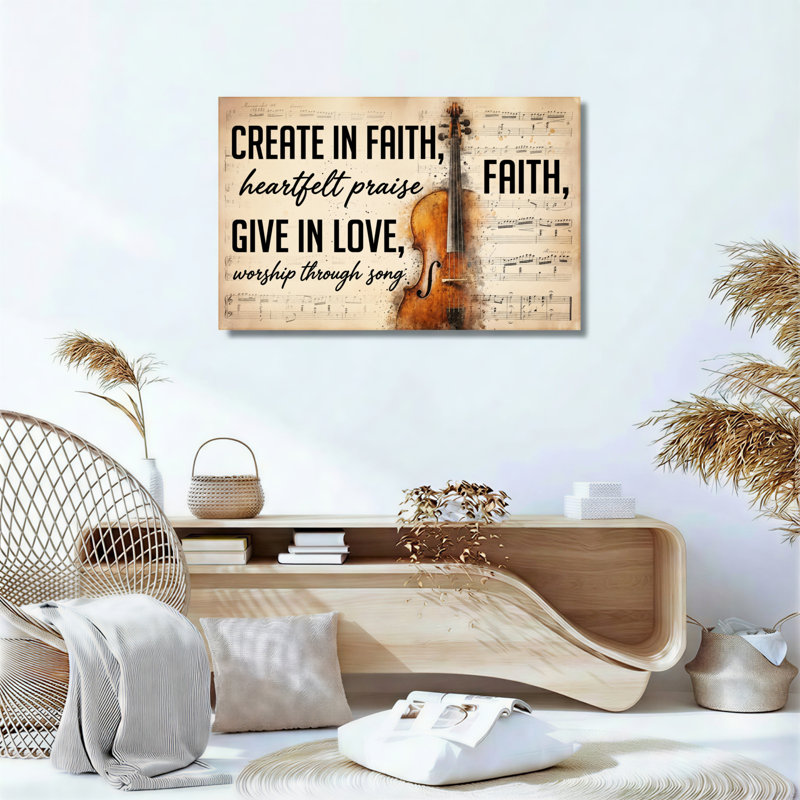 Ensemble de 1 tableau sur toile avec inscription musicale, 28"H x 40"W, Toile tendue