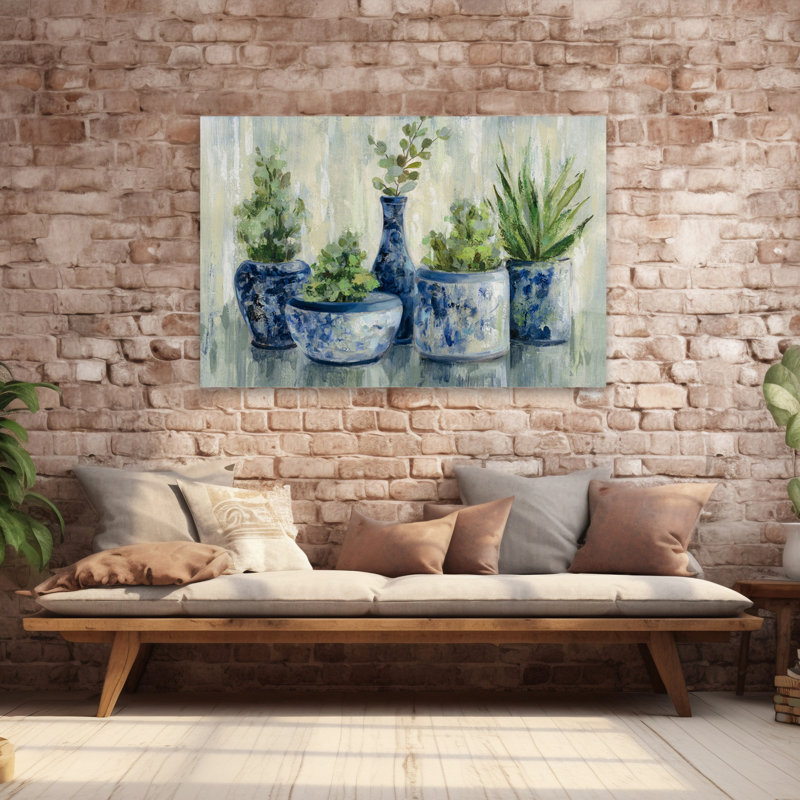 Plantes Chinoiserie - Bleu Chine Chinoiserie Global, H 60 po x l 40 po