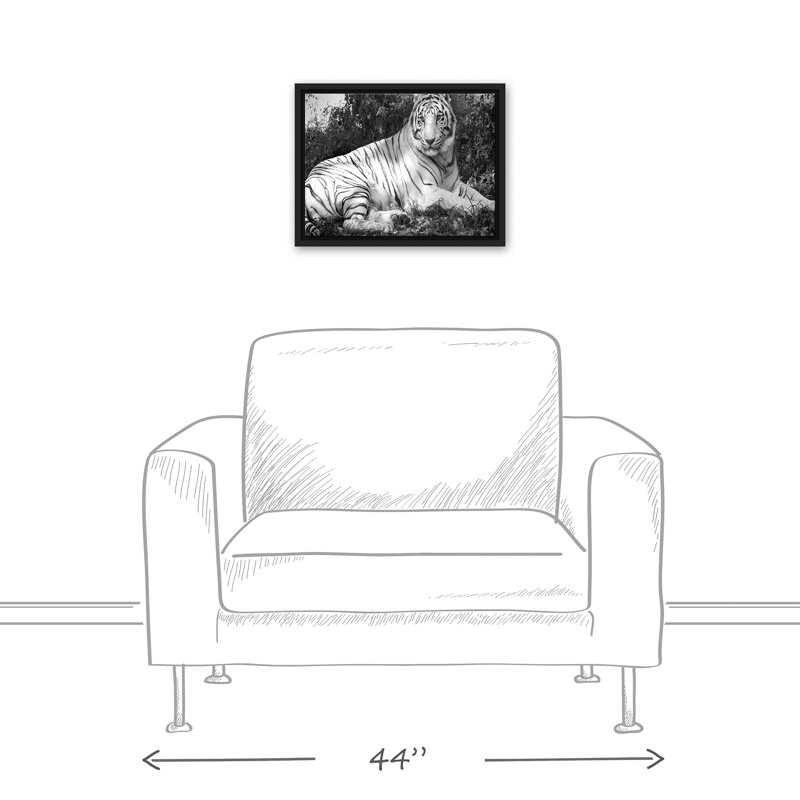 Tigre noir et blanc, reproduction sur toile, H 13,75 po x l 17,75 po x P 1,75 po